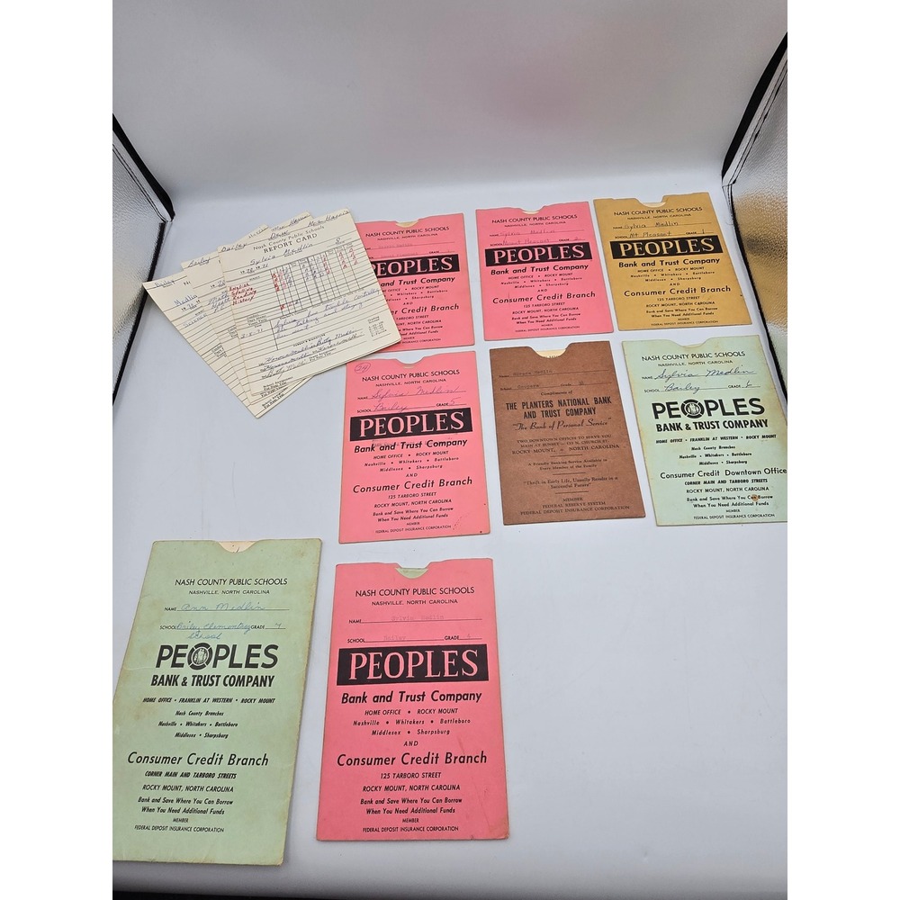 Vintage Nash County Schools Report Card Lot 1970s NC People's bank Planters Bank